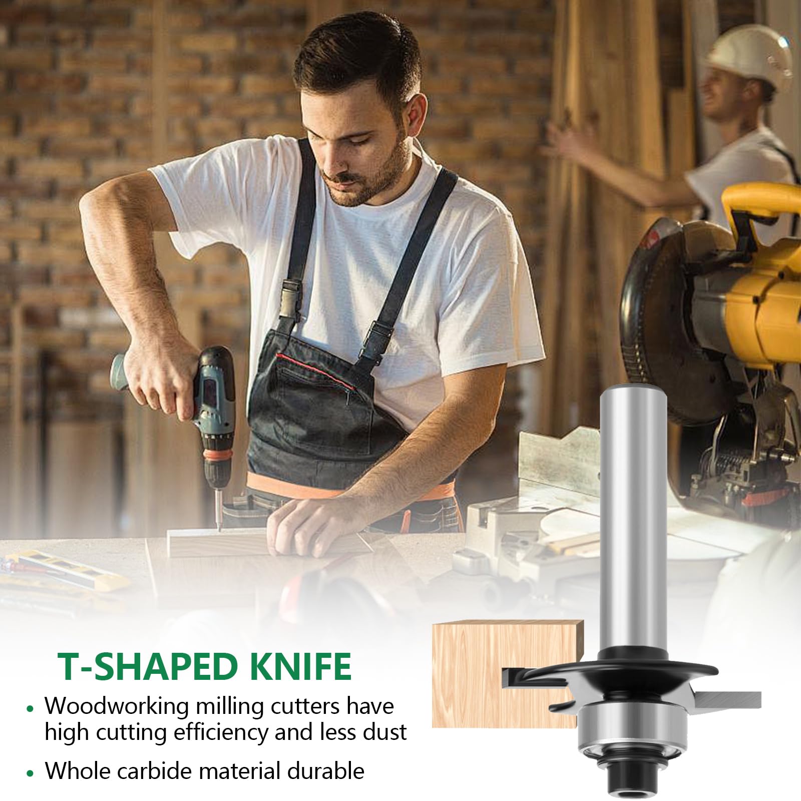 Set di frese per fresatrice, 4 frese a disco per fresatrice con scanalatura da 8 mm, set di frese con albero da 8 mm, frese con molla, set di utensili per la lavorazione del legno con cuscinetti a