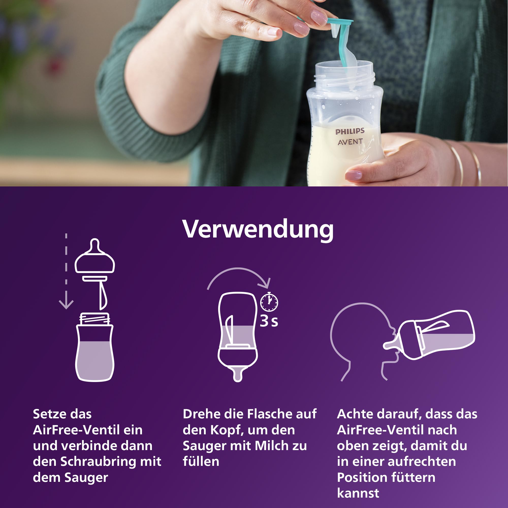 Philips AVENT Babyflaschen mit AirFree Ventil Geschenkset für Neugeborene 4 Stück ultra soft Schnuller Flaschenbürste 0–12 Monate SCD657/11