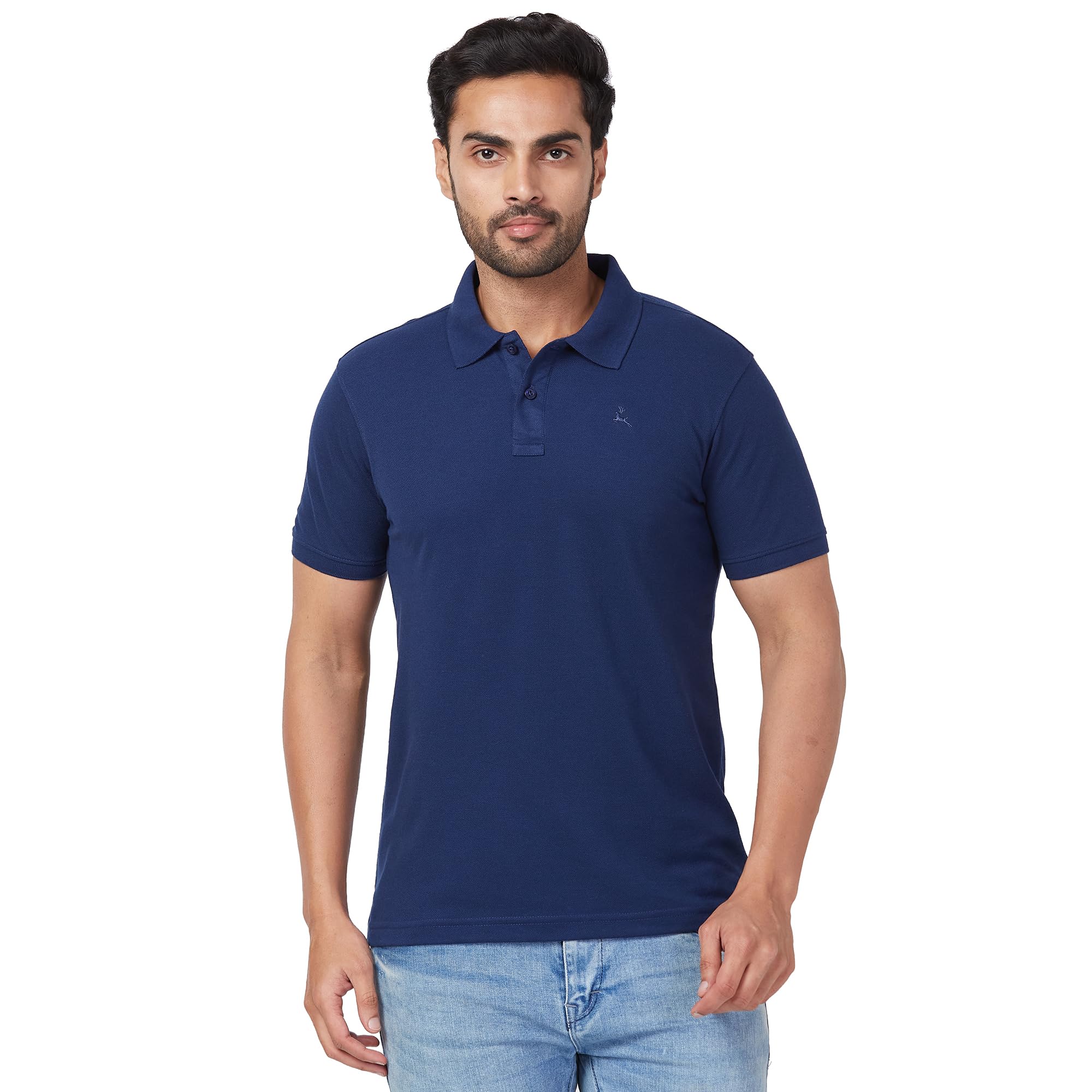 parx Men's Regular Fit Solid Pattern Polyester Blend Half Sleeve Polo Neck Casual T-Shirt-picture-25