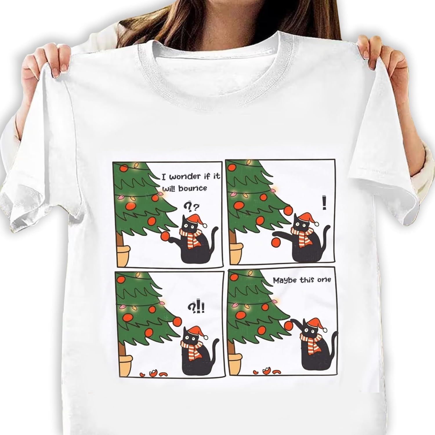 Funny Black Cat Christmas Shirt, Meowy Christmas Shirt, Matching Xmas Funny Cat