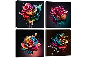 Vibrant Rainbow Rose Wall Art for Modern Home Decor