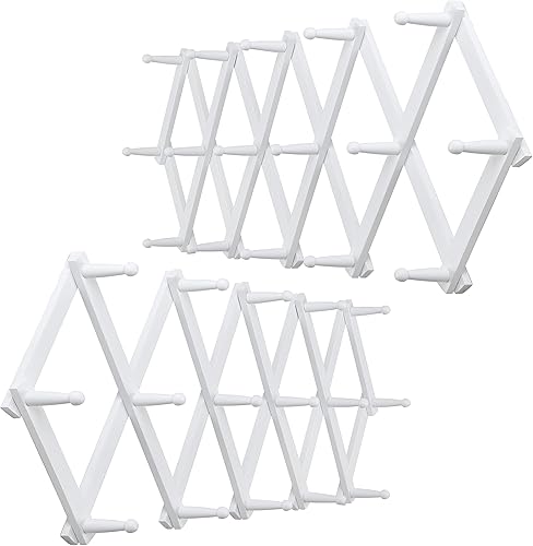 Miniatura 4 de WEBI Perchero de pared de acordeón para pared, perchero expandible de madera, estante de pared de acordeón para sombreros, gorras, tazas de café, 14