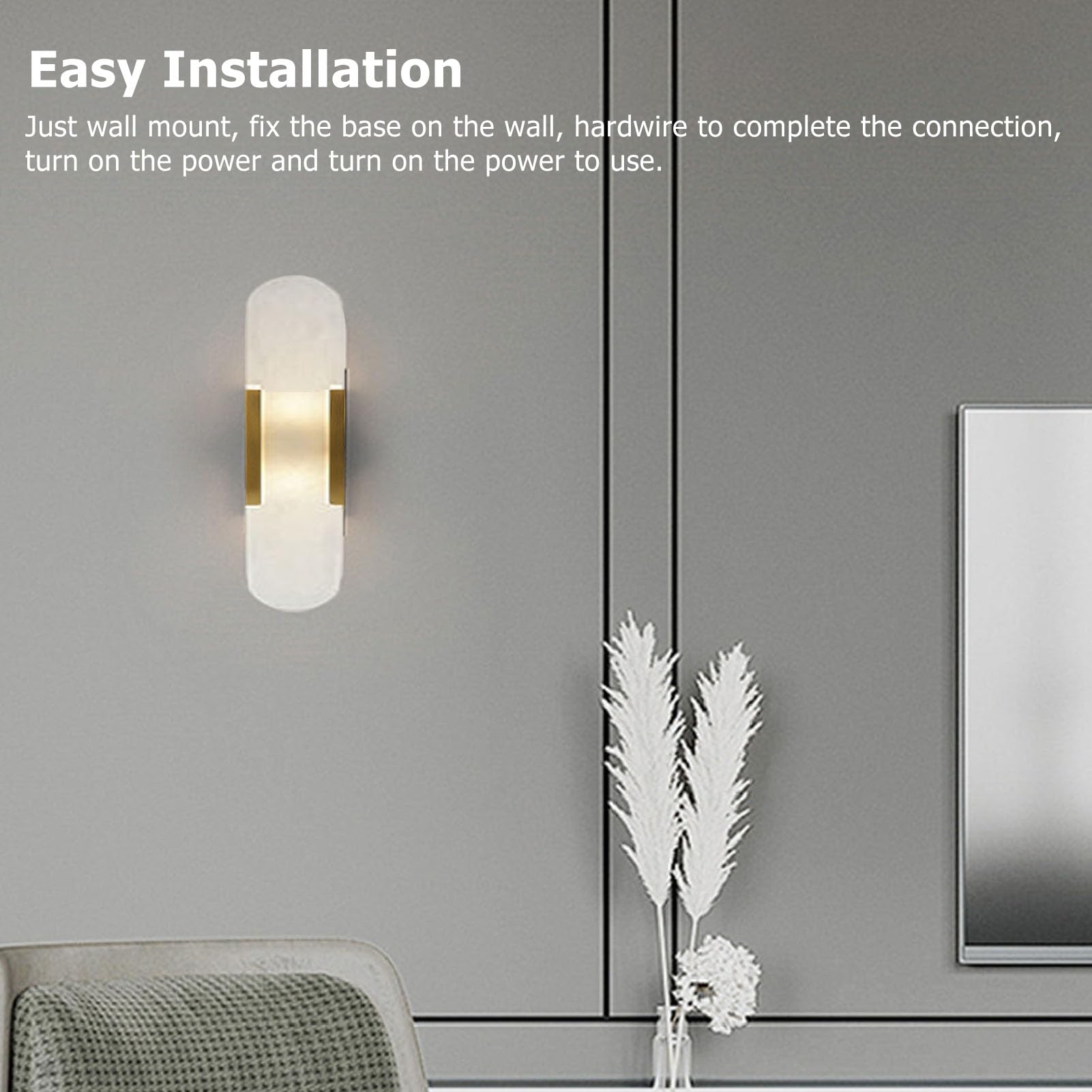 Greensen Marmor Wandlampe mit Einzigartigen Mustern, 3000k Warmlicht Wandleuchte für Esszimmer, Wohnzimmer, Küchen, Flure