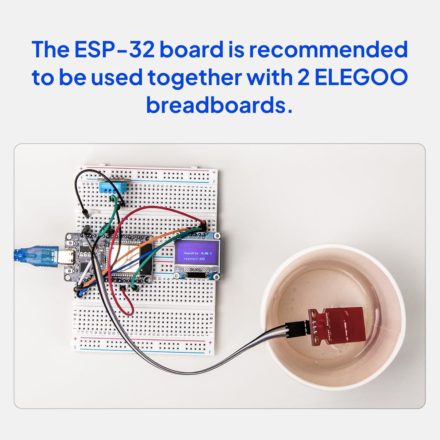 ELEGOO ESP-32 Super Starter Kit with Tutorial and Development Board USB-C Dual Core Microcontroller Support AP/STA/AP+STA, CP2102 Chip Compatible with Arduino IDE