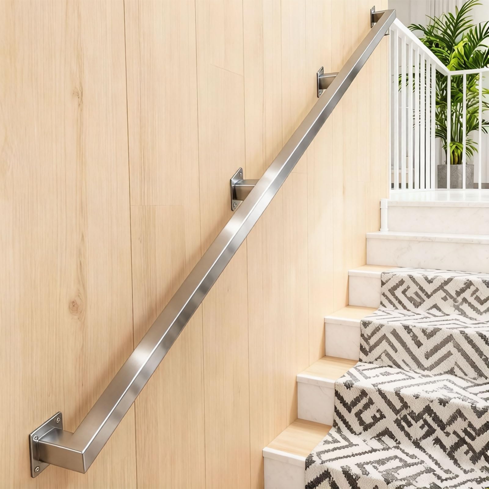 Stainless Steel Handrails for Stairs, Non-Slip Stair Railings with Brackets, Staircase Banister for Interior Corridor Villa Building Loft, Safety Grab Rail Kit(12ft/360cm)