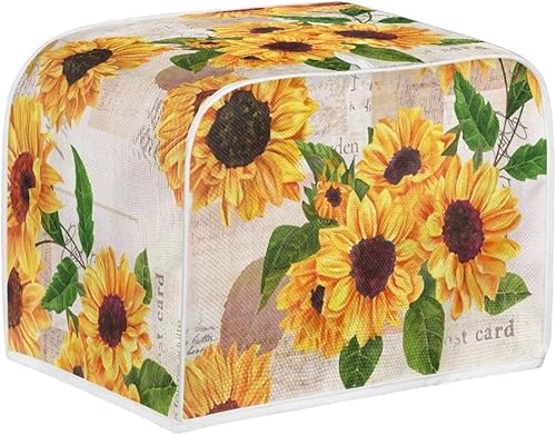 Miniatura 2 de Biyejit Cubierta para tostadora de 4 rebanadas con estampado de girasol vintage, cubierta para hacer pan, cubierta para electrodomésticos pequeños,