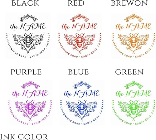 Miniatura 3 de Stamphoney Bee - Almohadillas de tinta para apellido, diseño rústico, para siempre, nombre de boda, sello personalizado