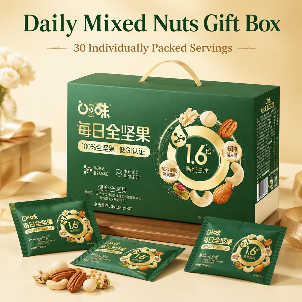 Snack Quotidiano Con Noci Miste Pure, Combinazione Da 660 G 30 Confezioni Confezionate Singolarmente, Leggermente Tostate For Un Gusto Croccante E Naturale, Dolcetto Salutare Portare Sé
