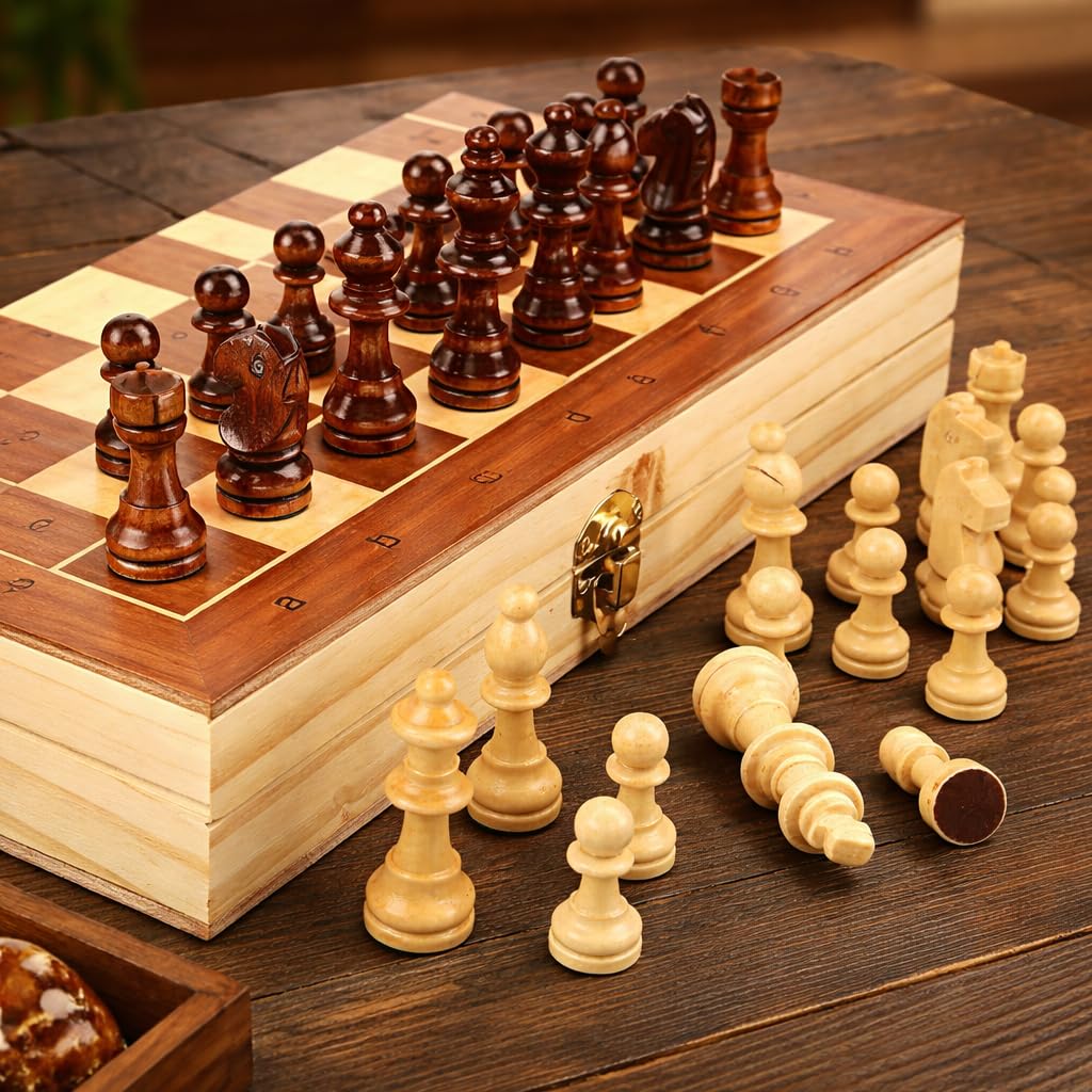 Generic 12 Inch Wooden Chess Board Game Set Pack of 12 - Image 1