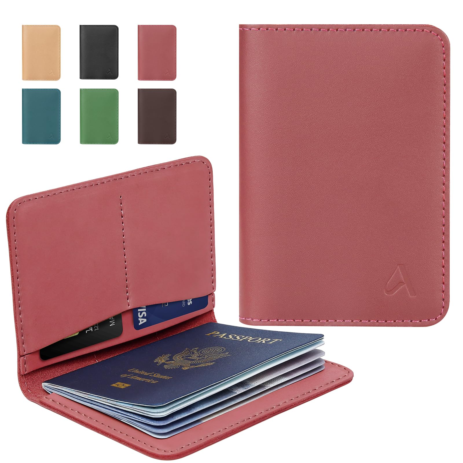 ALLIVE Passport Holder for Travel, Genuine Leather Passport Holder Women Men,Passport Cover,Travel Wallet Must Haves Airport Essentials Travel Gifts