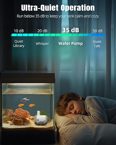 Miniatura 2 de Pawfly Bomba de fuente pequeña, bomba de agua sumergible de 130 GPH para fuente, mini bomba de agua de 8 W con elevación alta de 2.6 pies, bomba de