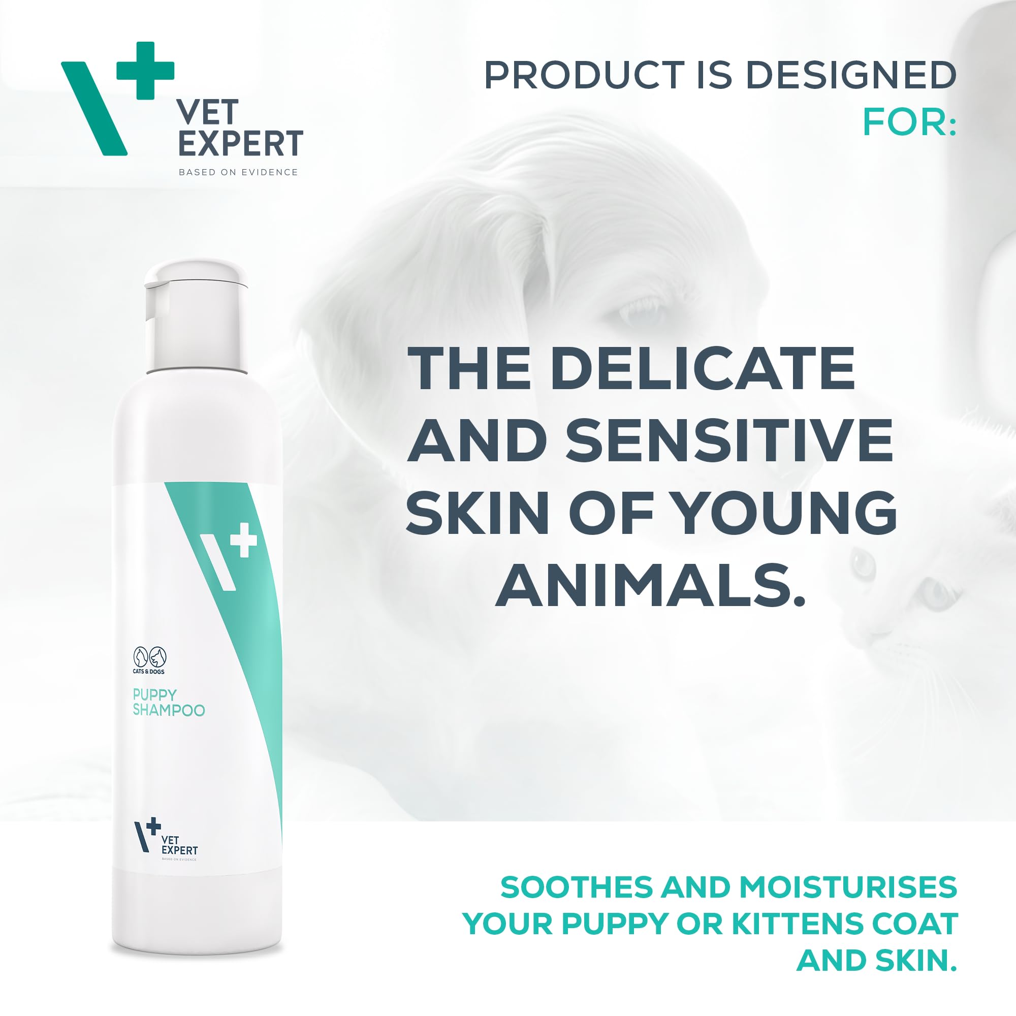 Vet Expert Puppy/Kitten Shampoo, Gentle Care for Delicate and Sensitive Skin with Allantoin, Panthenol, Aloe Leaf Juice - Image 3