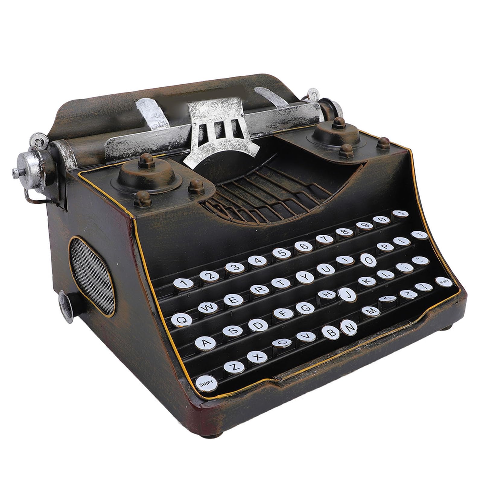 Vintage Typewriter Model, Metal Antique Retro Classic Manual Typewriter Decoration, Old Typewriter Props Home Table Art Ornaments Photo Prop for Home Office Study Room Desk (Black)