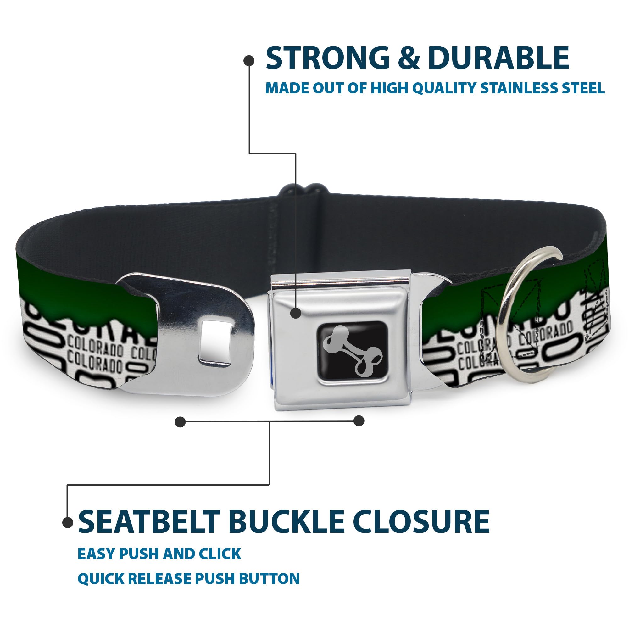 Buckle-Down DC-W35515-WS - Cinturón de Seguridad para Perro, Talla S, Color Verde, Blanco y Negro