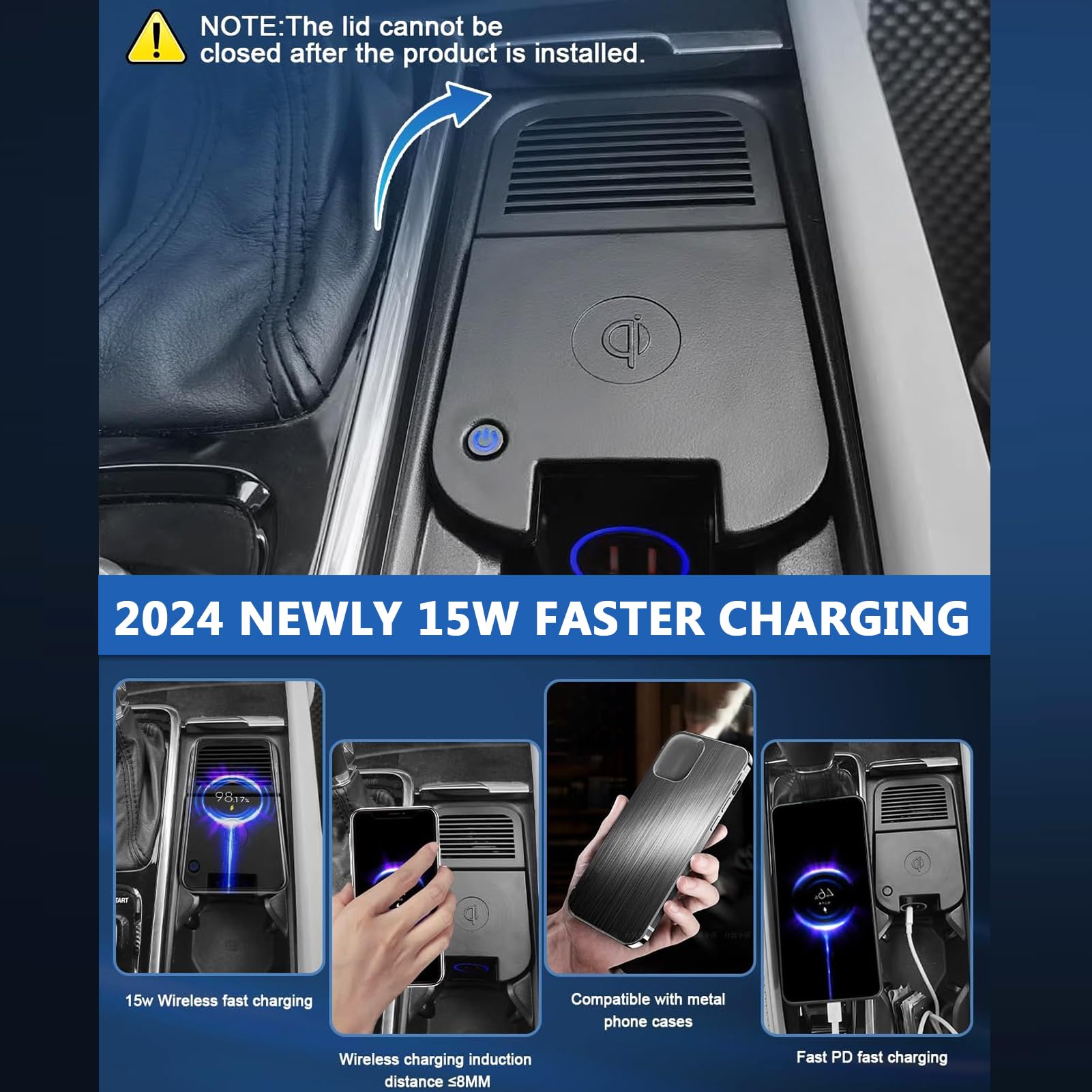 Ładowarka Samochodowa z 15W Bezprzewodowa + 27W Podwójny USB do Volvo XC90, XC60, S90, V90, V60, S60(2019-2024) Konsola środkowa Akcesoria do Tuningu Wnętrza dla i-Phone Sam-sung