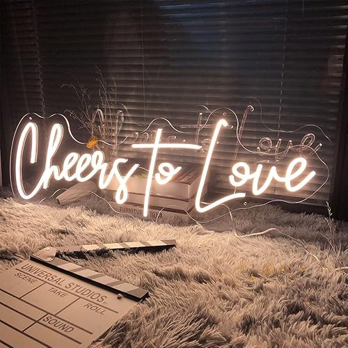 Miniatura 2 de Letrero de neón con texto en inglés Cheers to Love, personalizado para decoración de pared, letrero luminoso personalizado para cumpleaños,