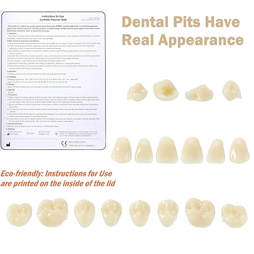 Miniatura 6 de 112 piezas de dientes de resina acrílica dental A2 T8, dientes de resina de polímero sintético para reemplazo, Halloween, terror, bricolaje (28