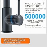 Zamery Robinet de cuisine noir 2 modes - Robinet de cuisine avec douchette extensible en acier inoxydable 304 - Robinet à ressort hélicoïdal - Mitigeur de cuisine - Fonction pivotante à 360° - 3