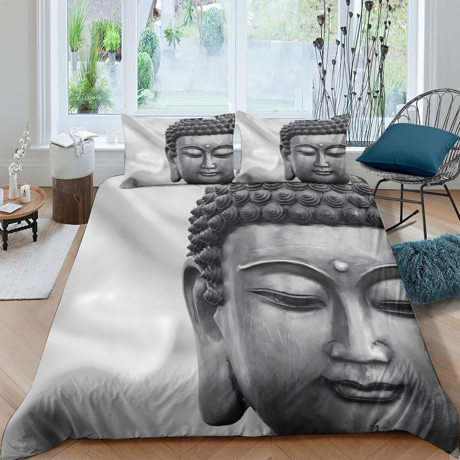 Ctjqhvkz Style-1 3D Printed Buddha Meditation Fitted Sheet Microfiber Soft Breathable Zen Portrait Mattress Cover For Bedroom Dorm Decor Single（135X200cm）