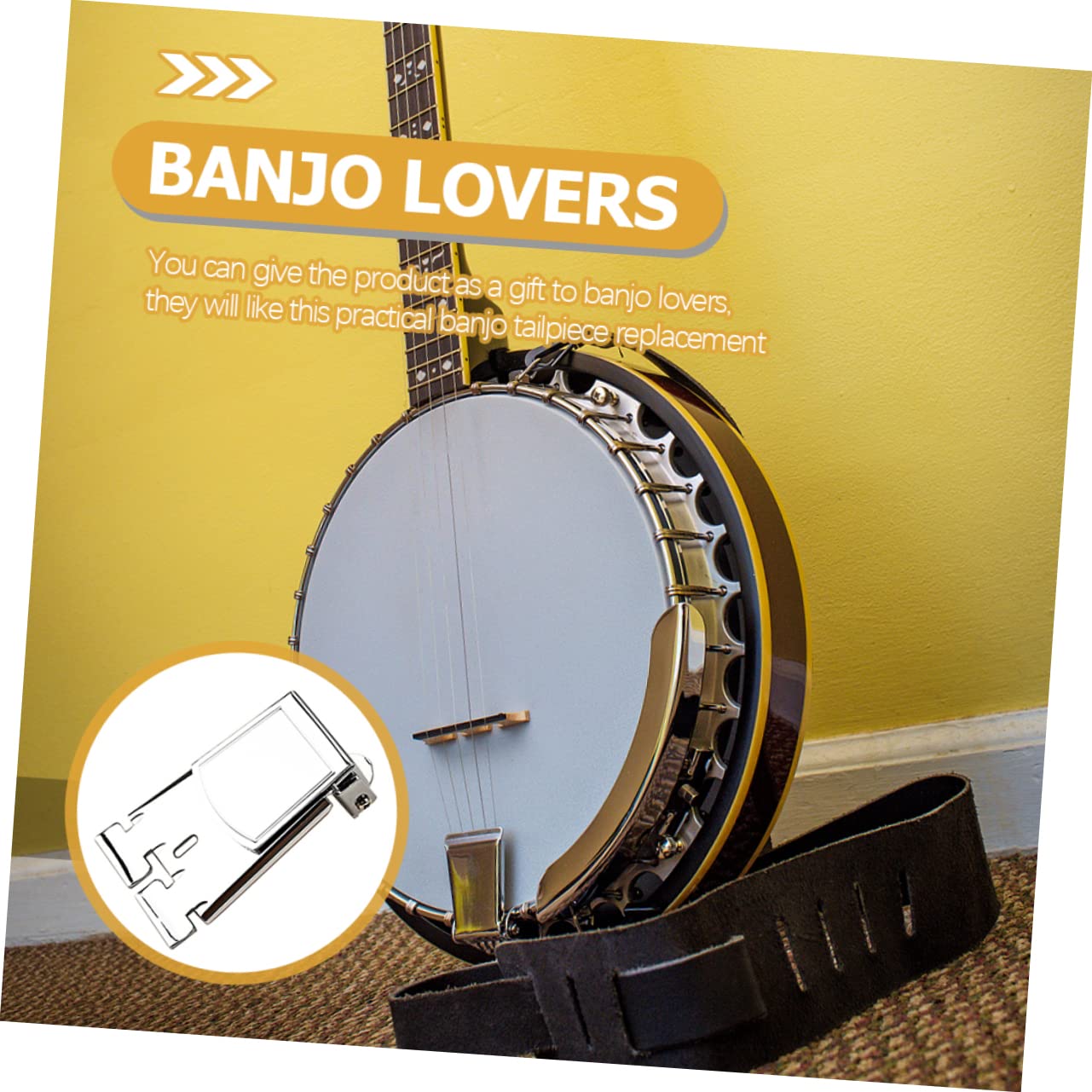 COSMEVIVI Metal Banjo Tailpiece for String Banjo Durable Guitar Tailpiece Accessories Metal Construction Easy Installation Essential Musical Instrument Parts Silver Finish