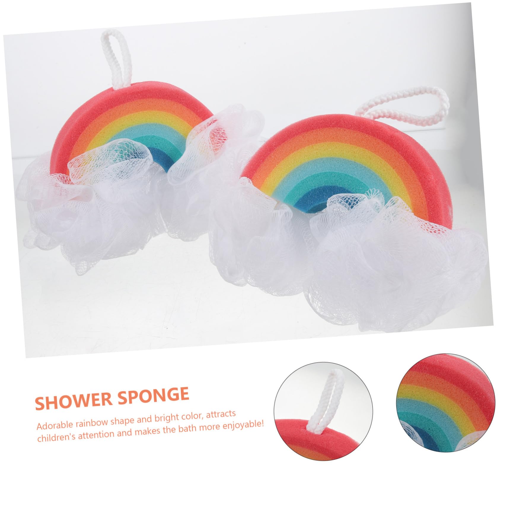 SOLUSTRE 2pezzi Spugna Esfoliante da Doccia per Corpo Design Arcobaleno Comoda e Pratica Adatta per Ragazzo Ragazza