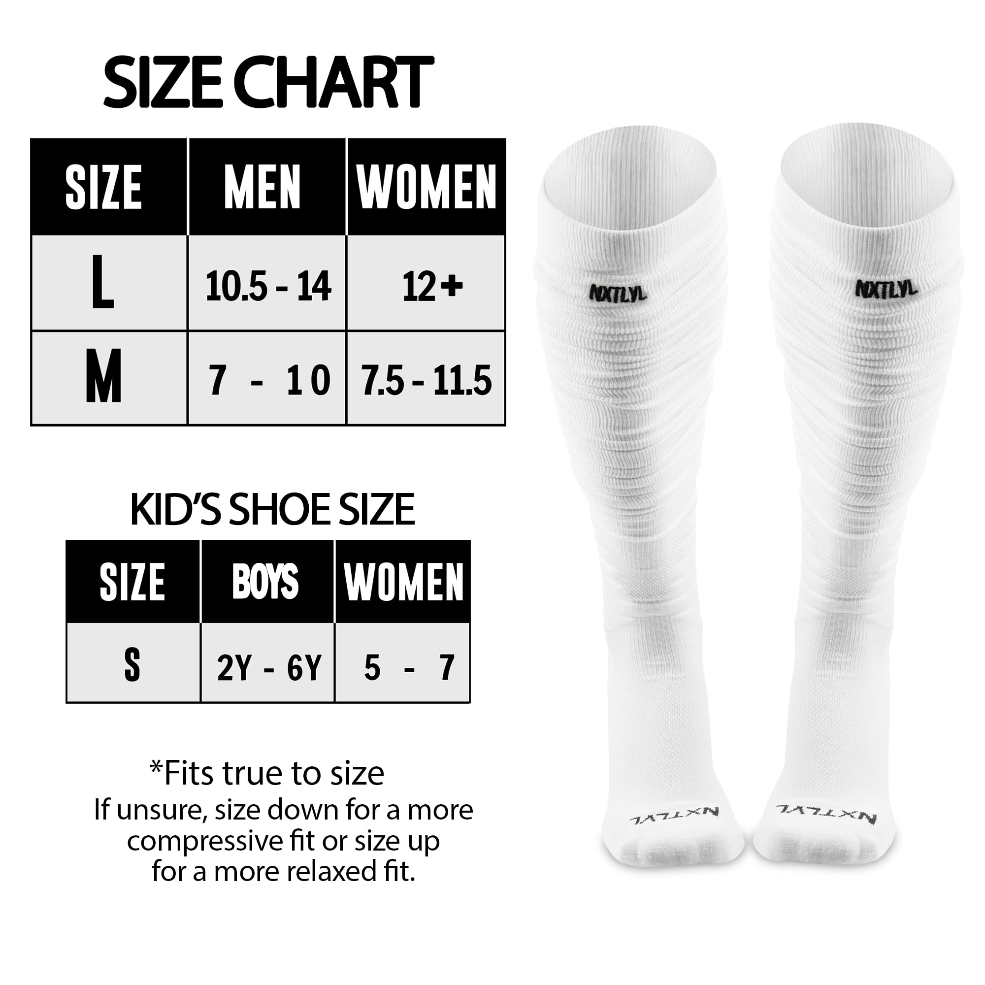 NXTLVL Scrunch Chaussettes de baseball rembourrées extra longues pour homme et garçon/jeune