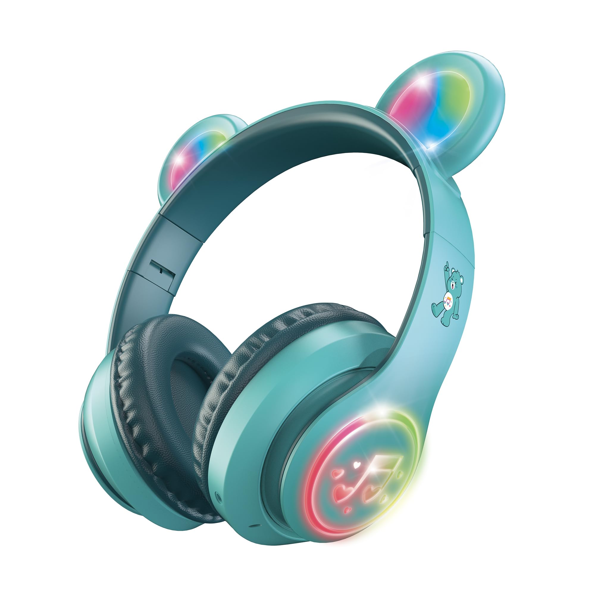 Care Bears Wireless LED Headphones with Light-Up Ears, Bluetooth Headphones for Kids, Adjustable Headband, Multicolor Lights, Hands-Free Calls & Audio
