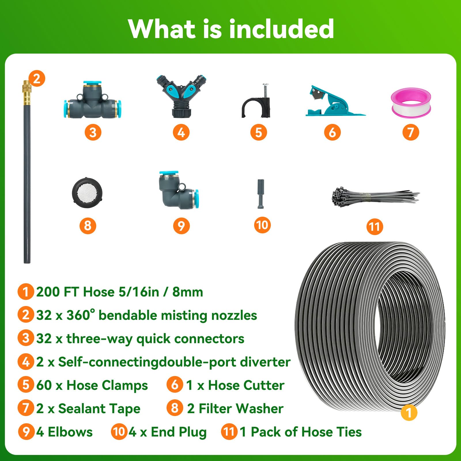 60m Sistema De Riego Para Jardines, Sistema De Riego Automático Para Jardines De 360°, Sistema De Riego Para Jardines, Adecuado Para Plantas Ornamentales, Macizos De Flores, Jardines