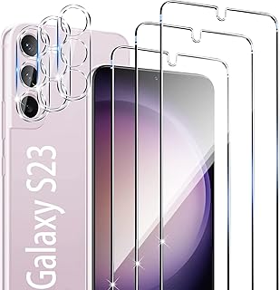 Galaxy S23 Screen Protector [3+3 Pack] Camera Lens Protector, Fingerprint Unlock Support, HD Tempered Glass, Touch Sensitive, Anti Scratch, for Samsung S23 5G Glass Screen Protector