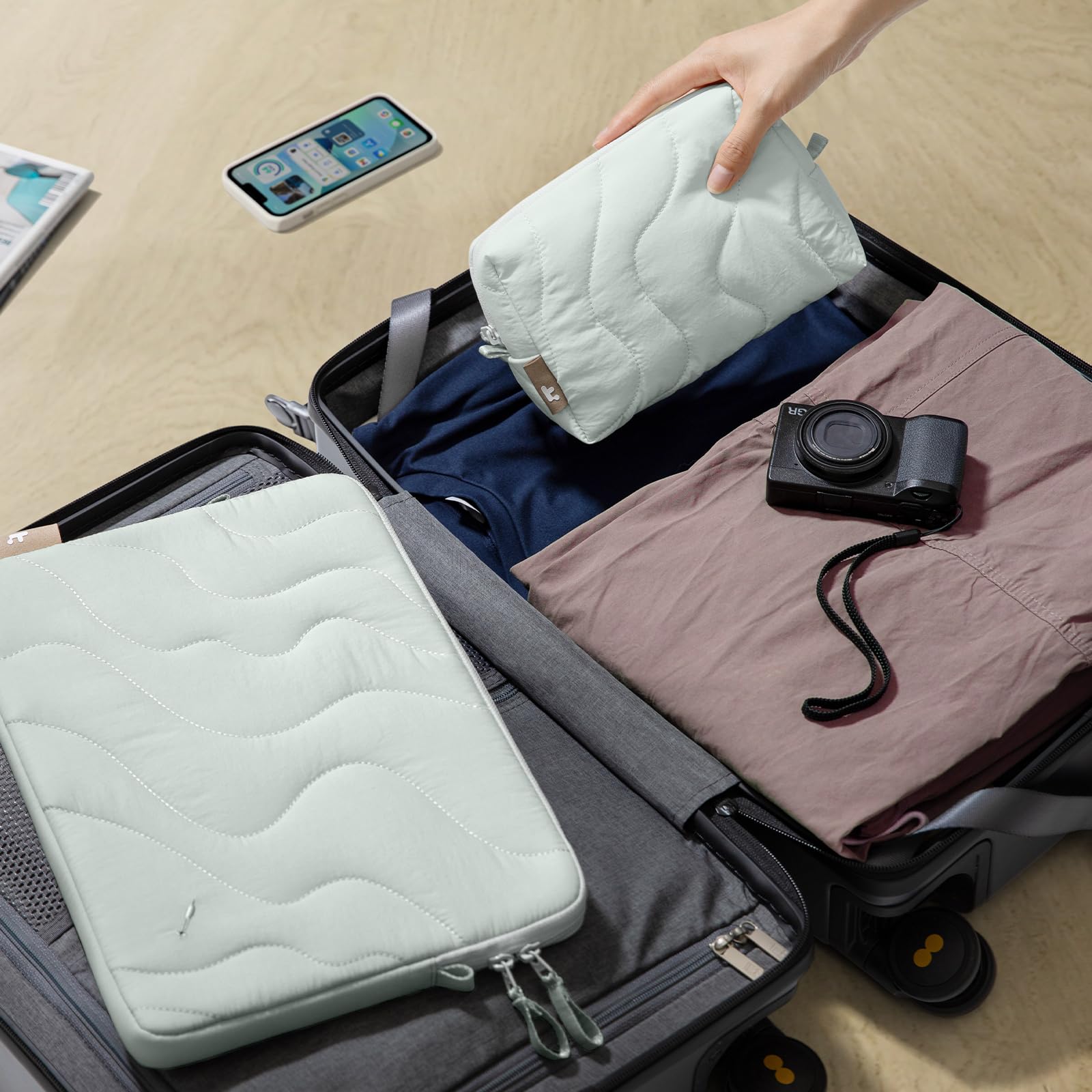 tomtoc Bolsa Organizadora Electrónica Acolchada para Cables, Accesorios Resistente al Agua, Portátil para Fuente de Alimentación de Power Bank, Memoria USB