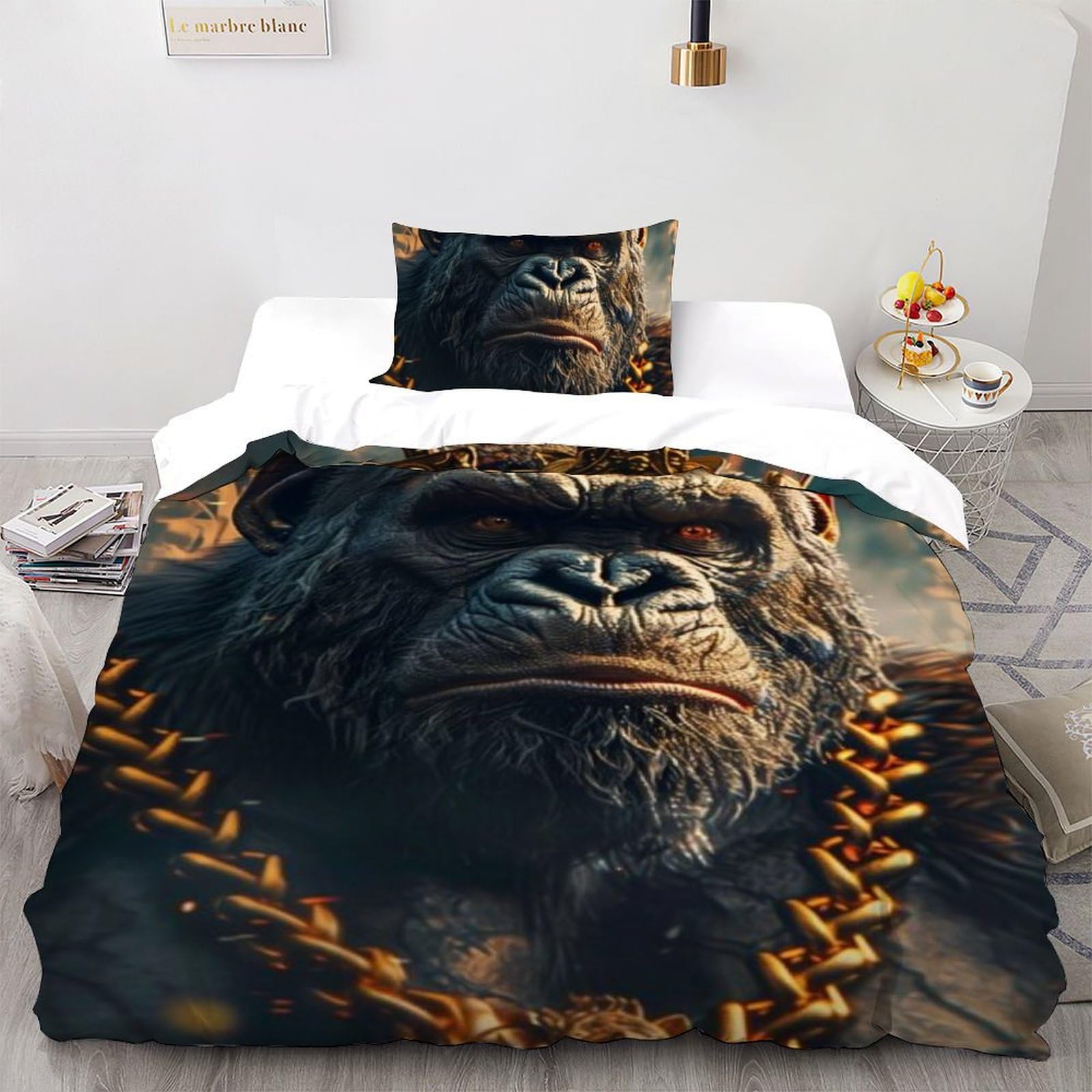 Housse de couette gorille 135x200 pour chambre de garçon originale