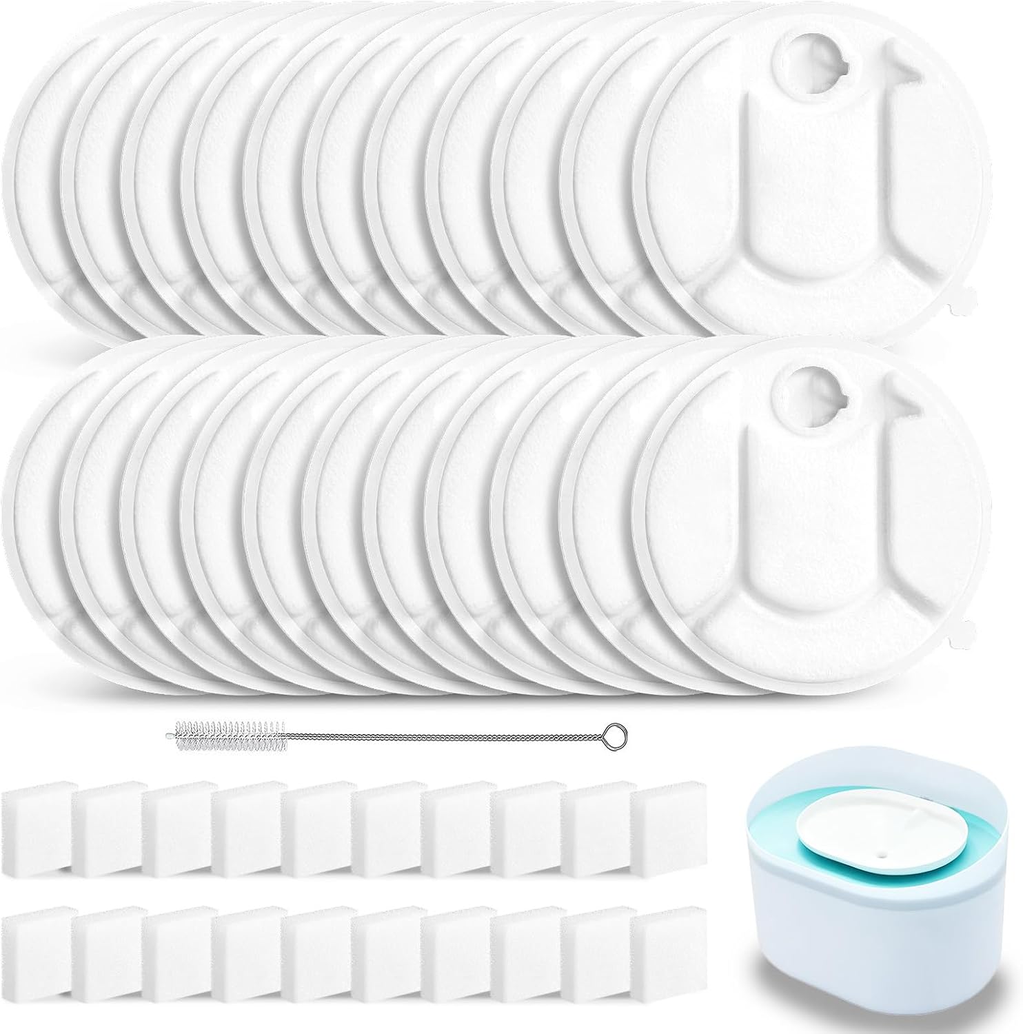 22+22 Pack Dog Water Fountain Filters fits Dog Fountain PLWF008 | 12 Months Supply of Pet Water Fountain Replacement Filter Accessories with 1 Cleaning Brush