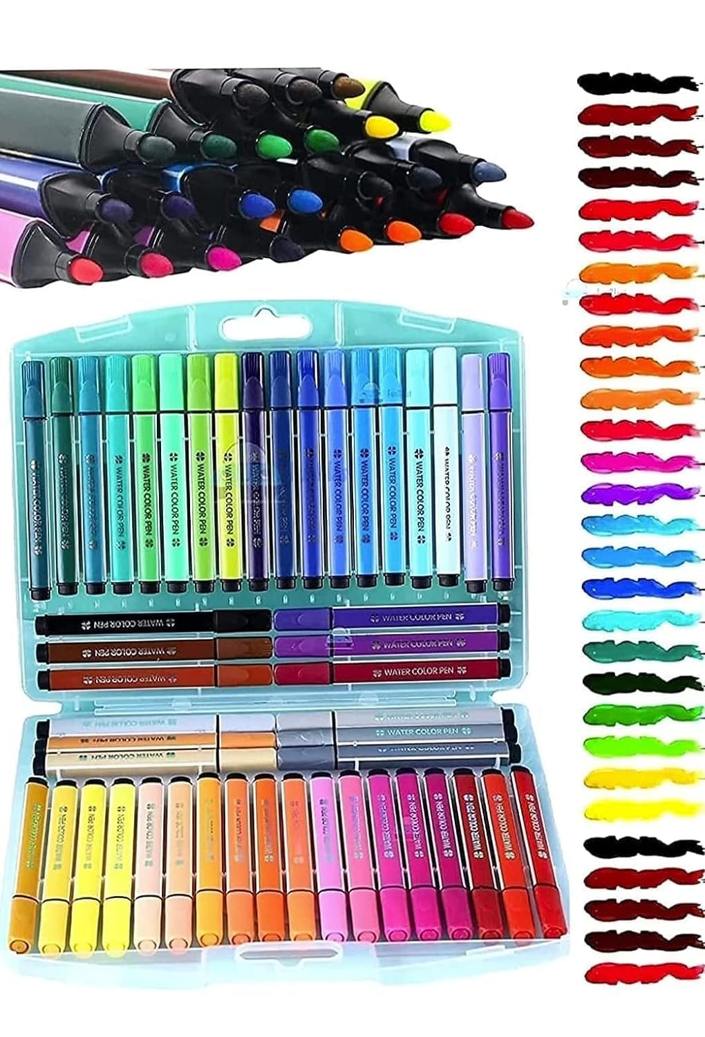 MOKRUSH Washable Watercolour Pens Set, 24 Pieces, Colouring Kit, Art Markers, Colour Sketch Pens