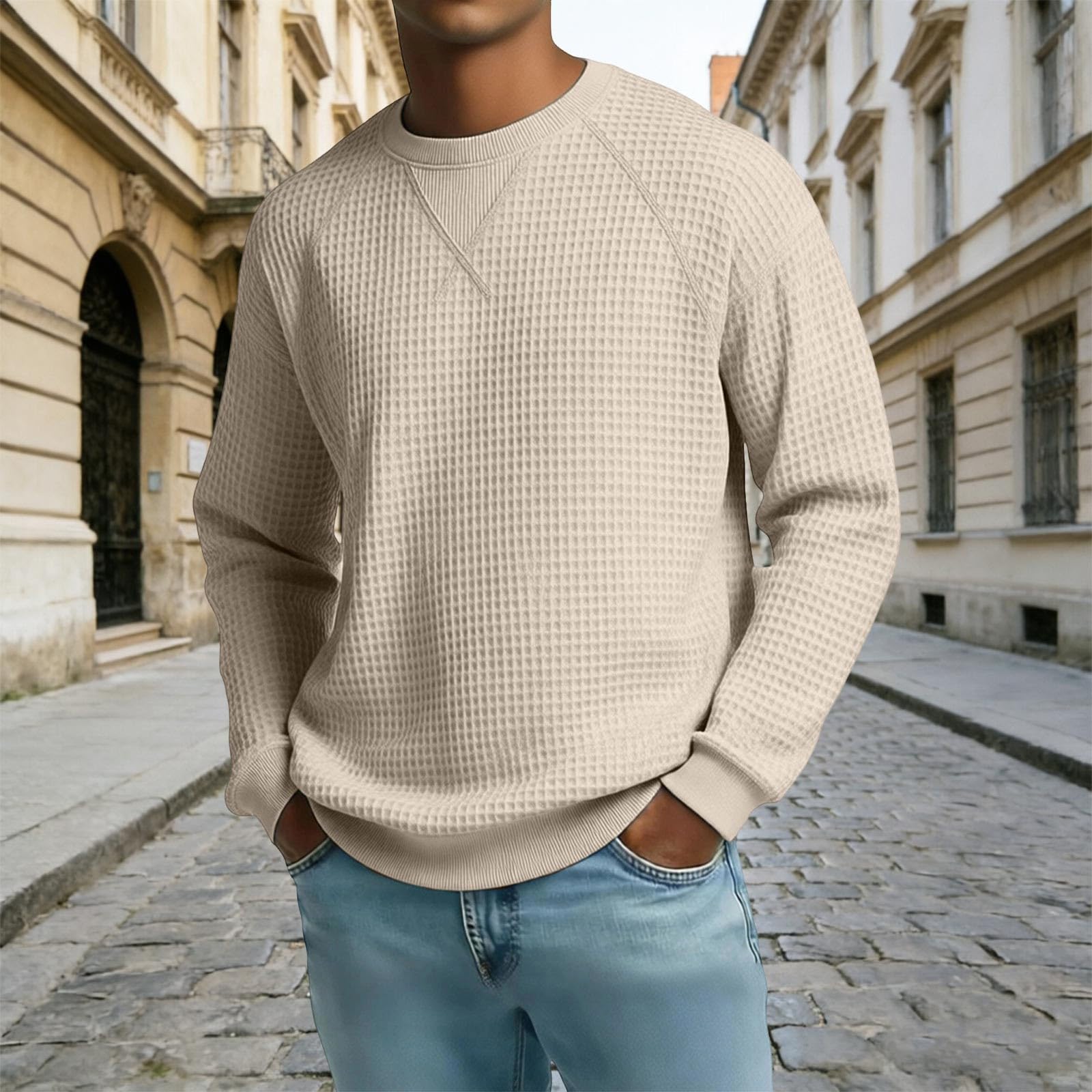 Pull sans Capuche pour Homme-Sweat-Shirt Homme Manches Raglan col Rond Coupe décontractée idéal pour Sport et Loisirs Quotidien Polyvalent Toute Saison