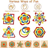Vista 2 de Toddler Puzzles Montessori Toy Wooden Shape Sorting Puzzle Sensory Toy Toddler Activities Preschool Learning Educational Autistic Developmental 1 2