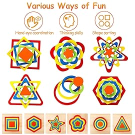 Toddler Puzzles Montessori Toy Wooden Shape Sorting Puzzle Sensory Toy Toddler Activities Preschool Learning Educational Autistic Developmental 1 2 3 Year Old Girl Boy 1-3 Dementia Game Easter Gift