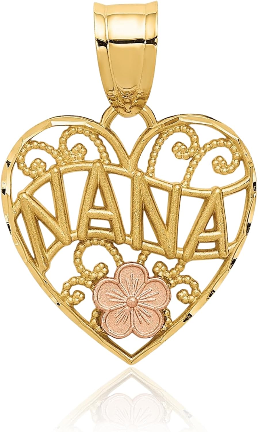 IceCarats 14K Solid Two Tone Gold Grandma Heart Love Necklace Nana Charm Grandmother Pendant 21mm x 15mm Only