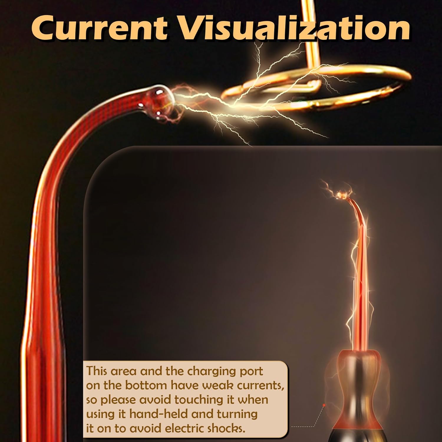 Electric Shock Chastity Stick with 5 Current Levels Rechargeable BDSM Toys SM Tool Visualization of Current Bondage Electrosex Wand Electrical Pen Kinky Adult Sex Toys Games for Couples Women Men