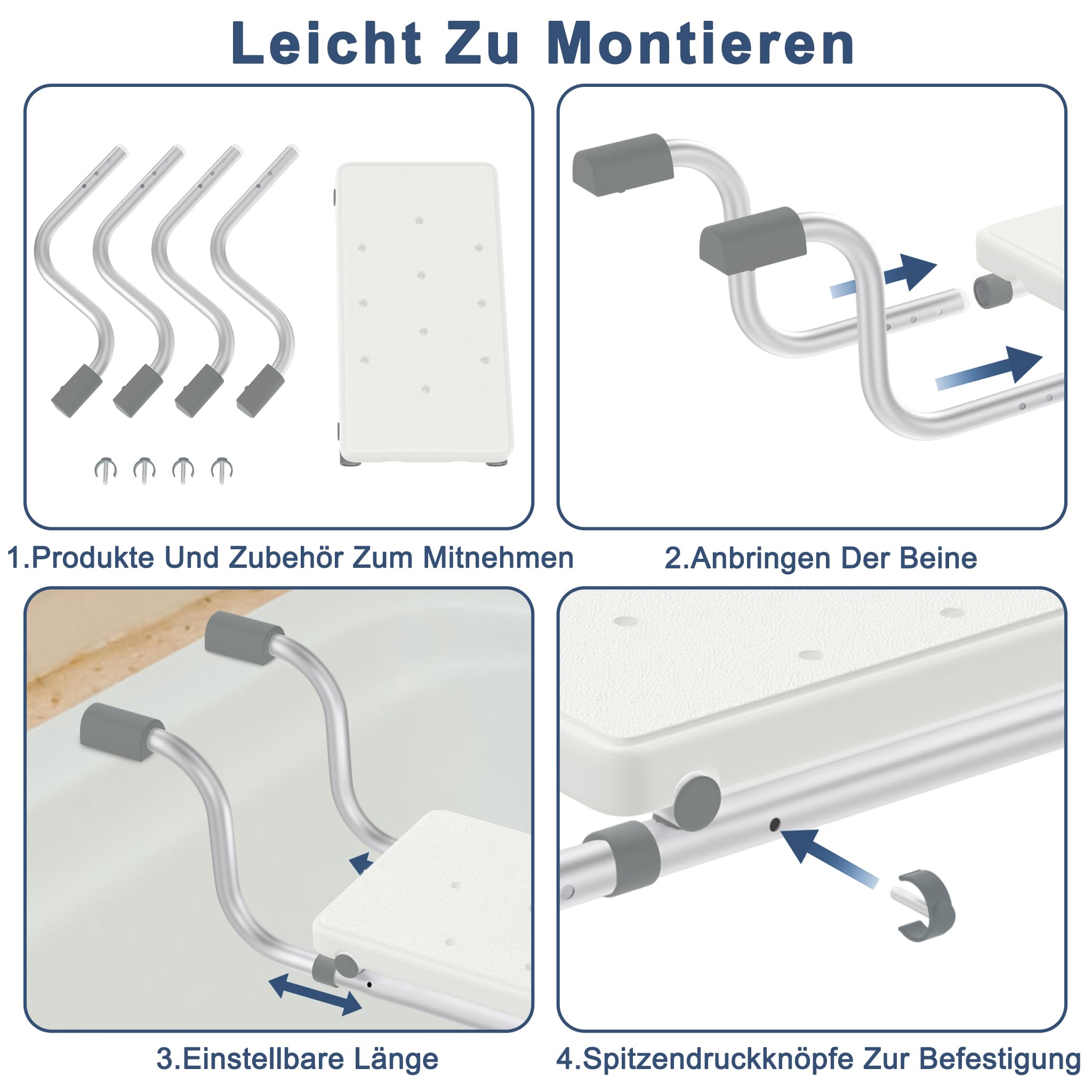 HENGMEI Badewannensitz Senioren, Badewannenbrett Badewannen Einstiegshilfe, Einstellbar Ausziehbare 72-82 cm Sitz Bath, Duschbrett für Badewanne 150 KG Tragkraft
