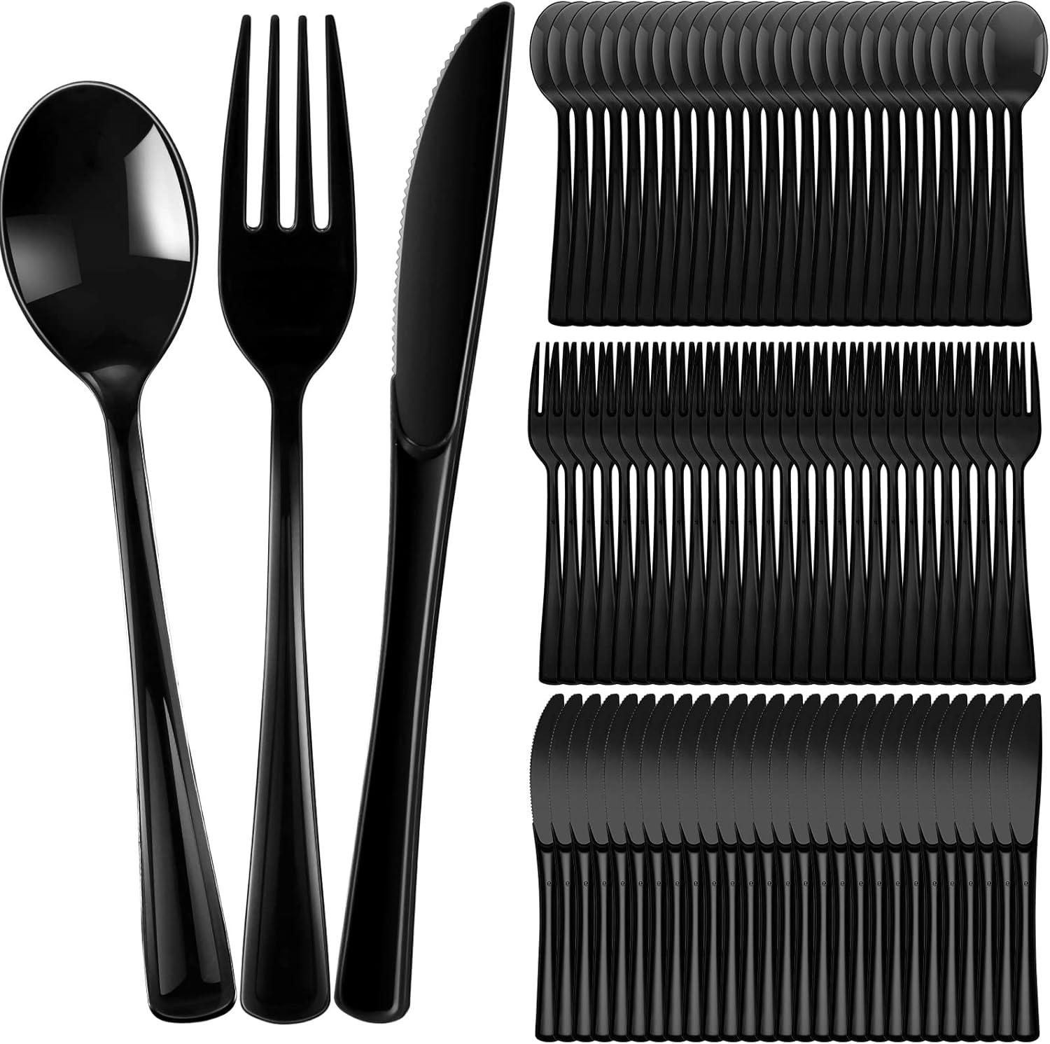 150 Pieces Disposable Cutlery Set Plastic Silverware Heavy