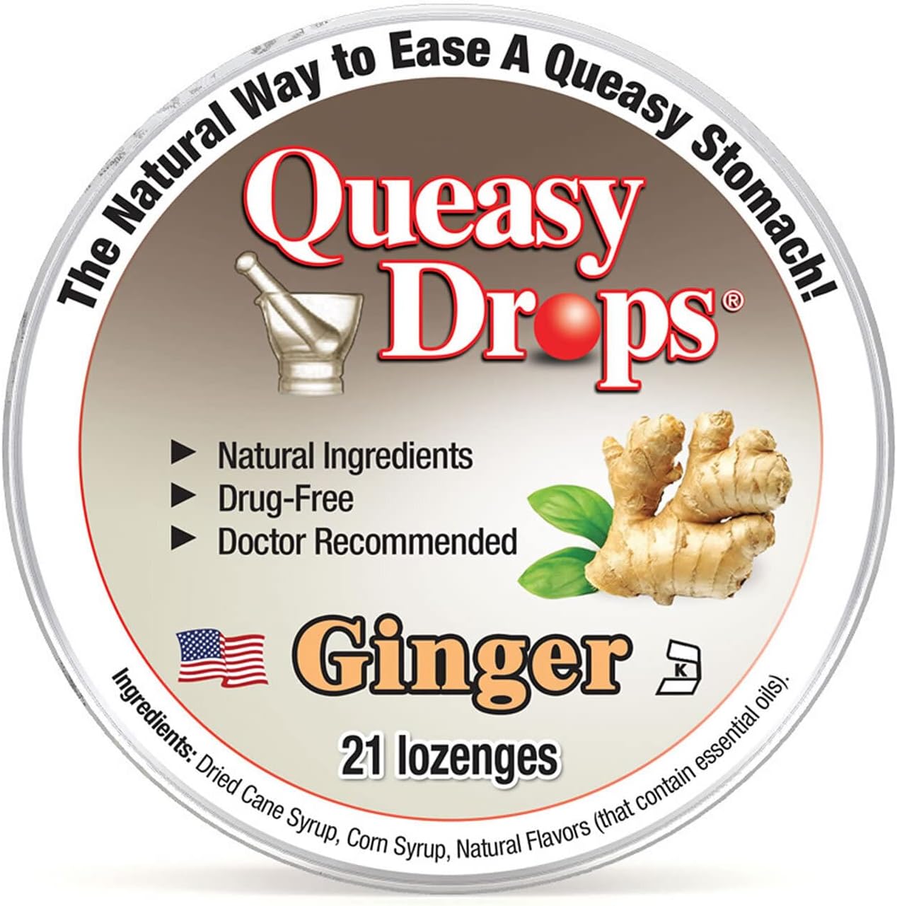 Three Lollies Ginger Queasy Pop Drops - Natural Morning Sickness, Travel Sickness and Chemo Nausea Remedy