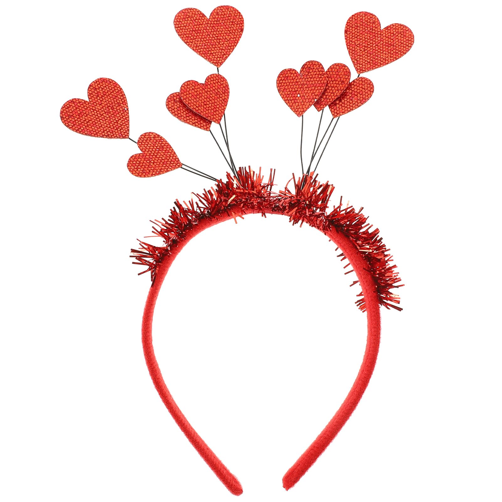 LuxshinyGlitter Heart Headband, Red Heart Headband Cupid Hair Accessories for Party Festival Banquet Cosplay Alien Headdress Sequin Hair Hoop