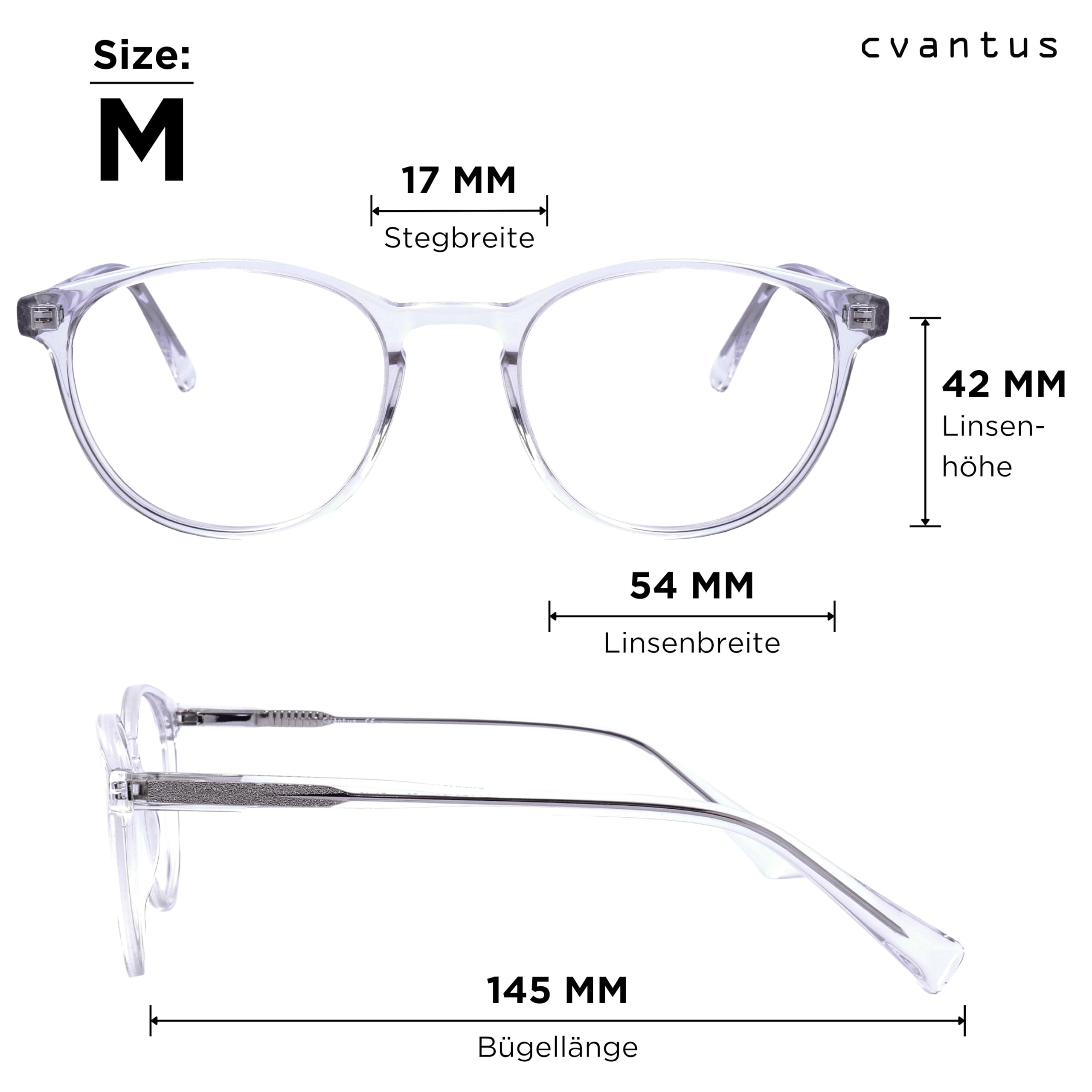 Cvantus Premium Blaulichtfilter Brille Herren & Damen | Blaulicht- & UV-Blocker, Antireflex, Antistatisch | Durchsichtig Blaulichtfilter Brille Rund | Verschreibungsqualität - Hergestellt von Optikern