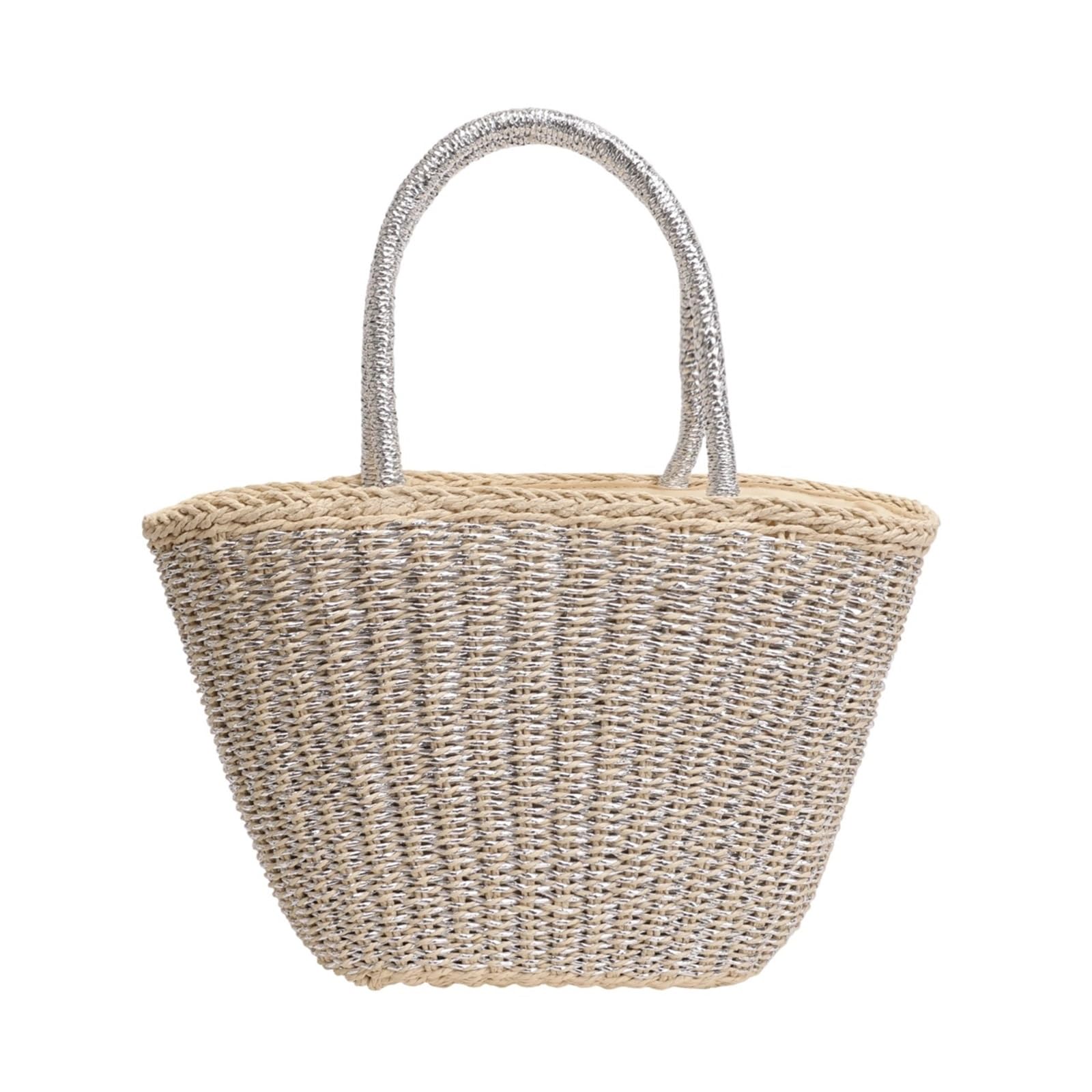 borsa donna estiva Borsa da donna in paglia con tessitura spiaggia, borsa manico superiore, basket, shopping femminile
