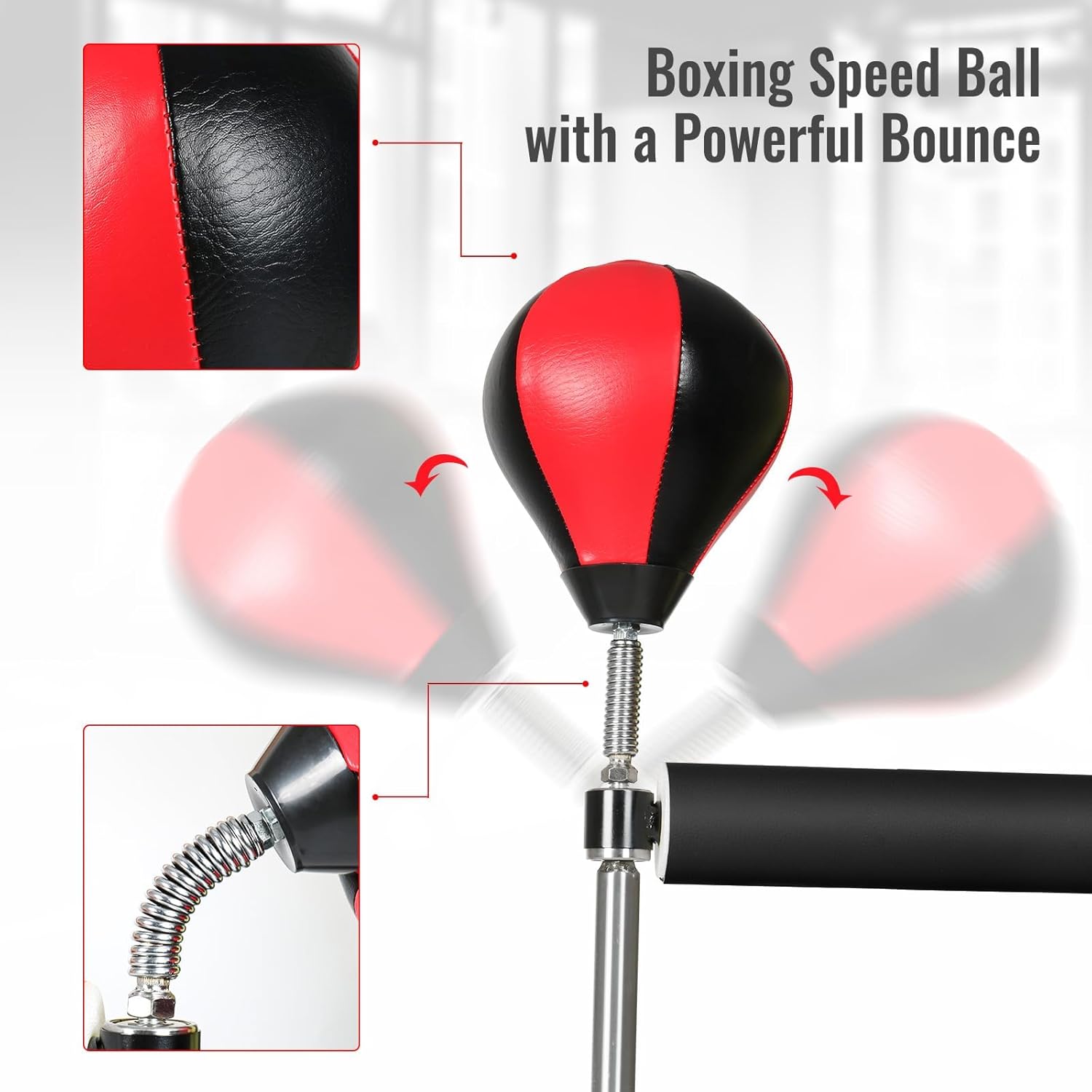 Wall Mount Spinning Bar with Punching Ball, MMA Boxing Speed Trainer Reflex Training Equipment for Kickboxing, Fitness and Stress Relief