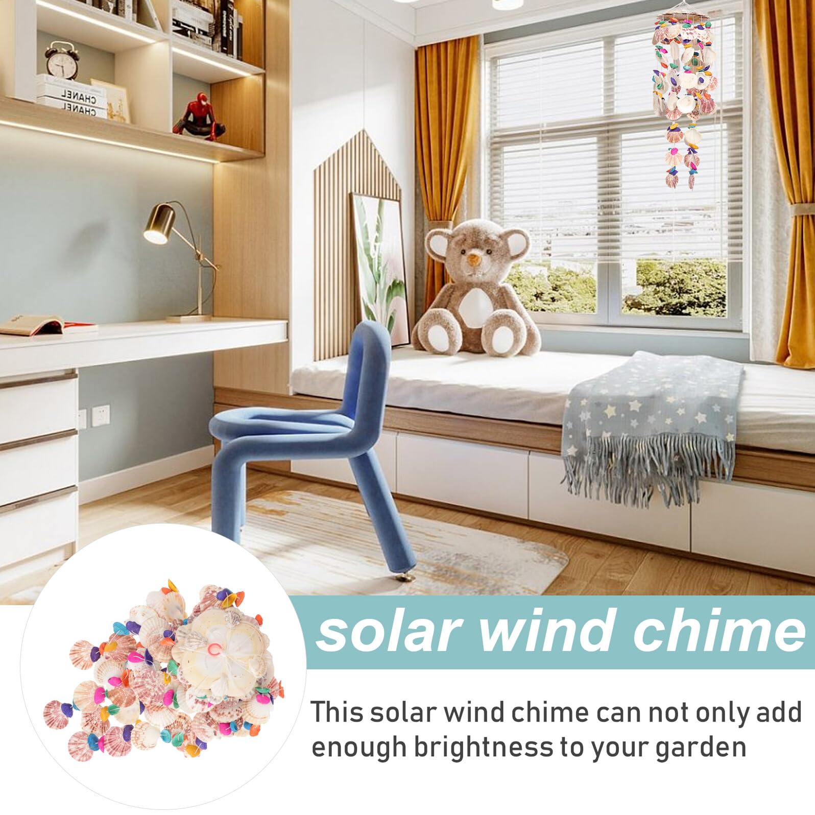 Toyvian Muschel Windspiel Hängend für Garten Balkon Terrasse Wetterfestes Windspiel mit Klarem Klang Dekoratives Muschelanhänger Ornament für Innen Außen Entspannende Gartendeko
