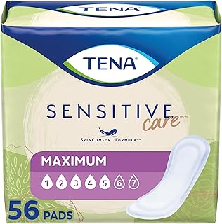 TENA Sensitive Care Maximum Absorbency Incontinence/Bladder Control Pad for Women, Regular Length, 56 Count