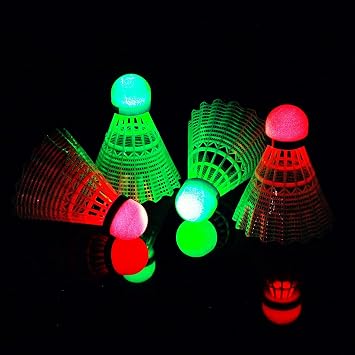 Badminton Shuttlecocks, Badminton Birdies 4pcs - Lighting Glow in The Dark Night