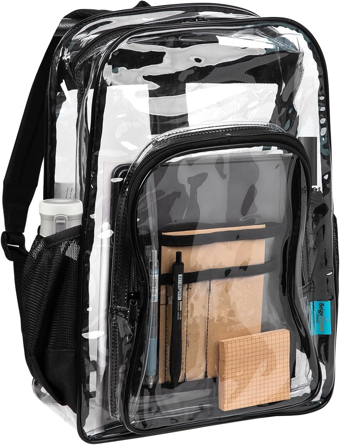 17-Inch Clear Backpack, Backpack with Zipper Pen Pencil Case for Sports,Work,Stadium,Security Travel, BPCK1003MUL-6