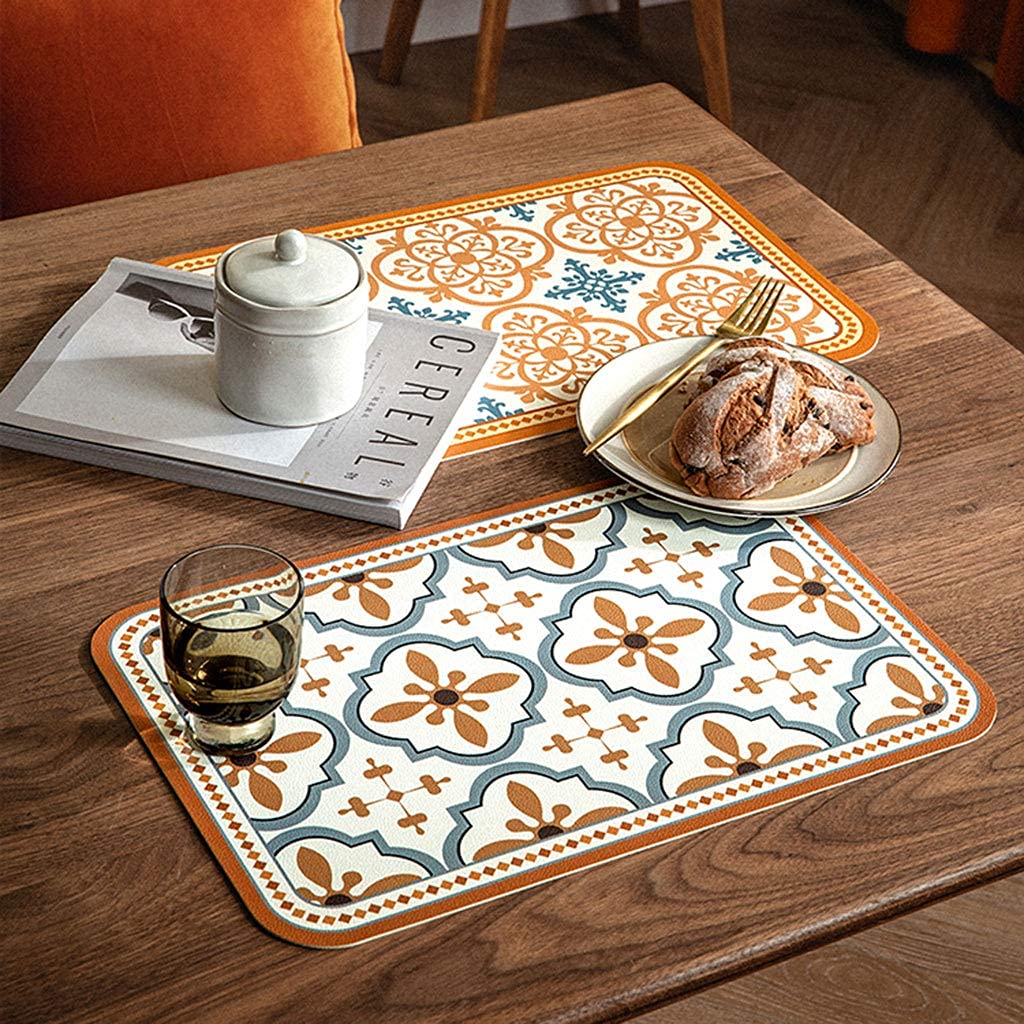 Décoration de Table, Sets de Table, Set de 4 Sets de Table pour la Cuisine et la Salle à Manger, en Similicuir imperméable et résistant à la Chaleur, Facile à Nettoyer